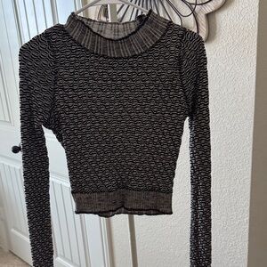 Free People blue and White Textured Knit Top